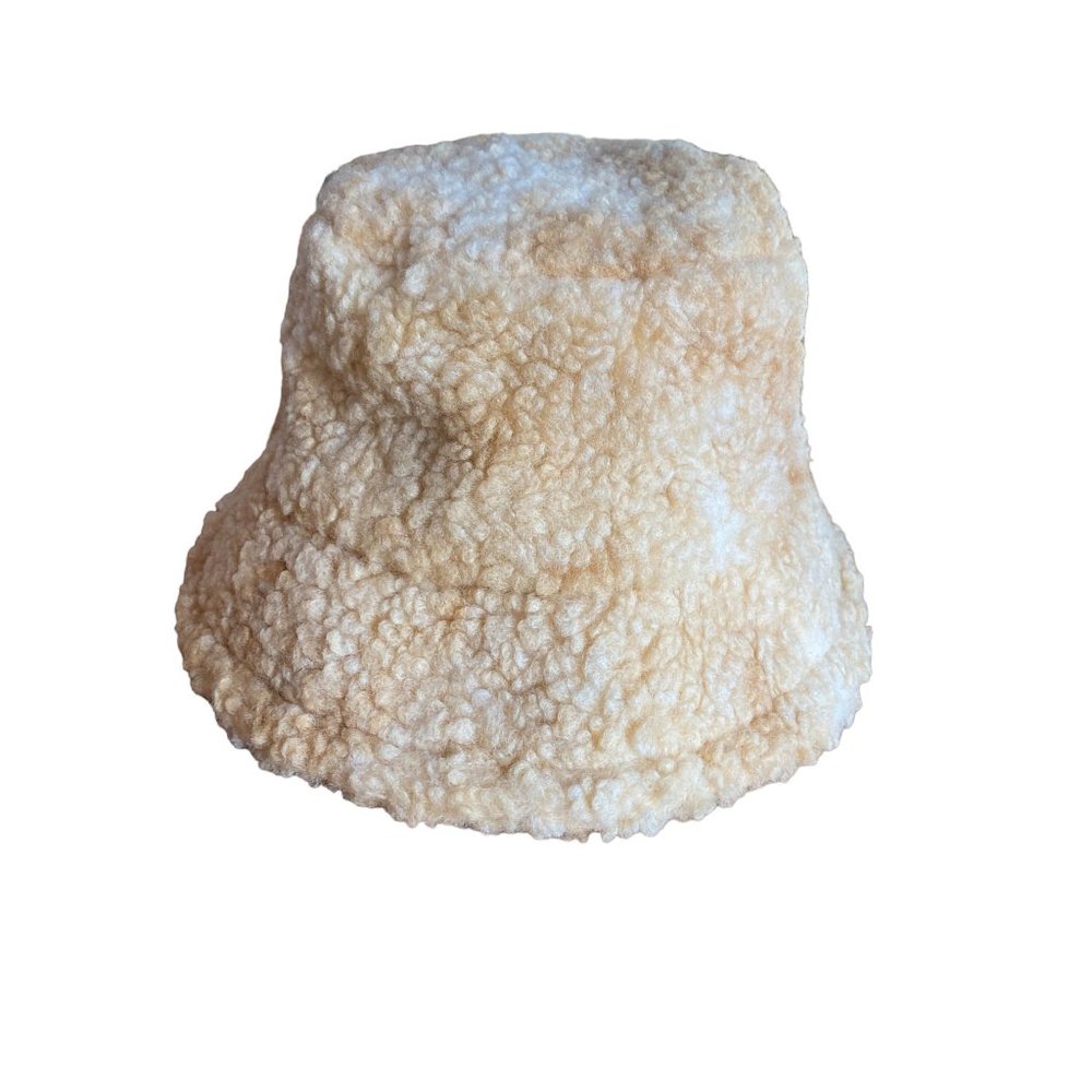 Y2K Plush Sherpa Bucket Hat Fuzzy Faux Fur Teddy Fleece Cream 90s Celeb Style OS